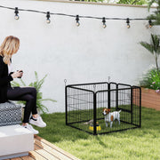 Metal 4-Panel Pet Playpen with Gate - Grey 32" x 32" x 24"-Dogs-DECOROLALA