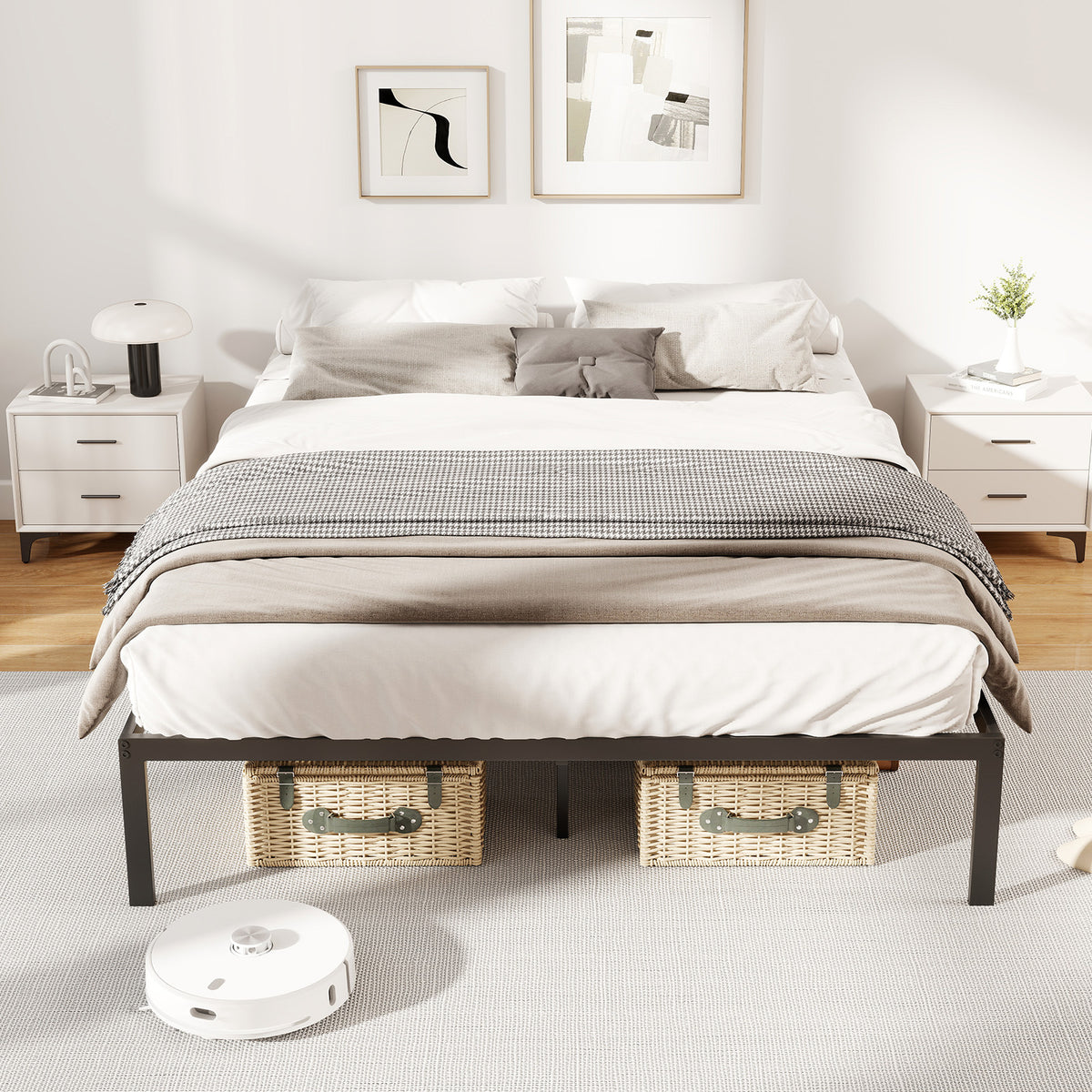 Metal Bed Frame Heavy Duty Support Slats Mattress Foundation-Simple Bed Frame-DECOROLALA