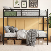 Metal Bunk Bed Full Over Full with Length Safety Guardrail-Black-Bunk Bed Frame-DECOROLALA