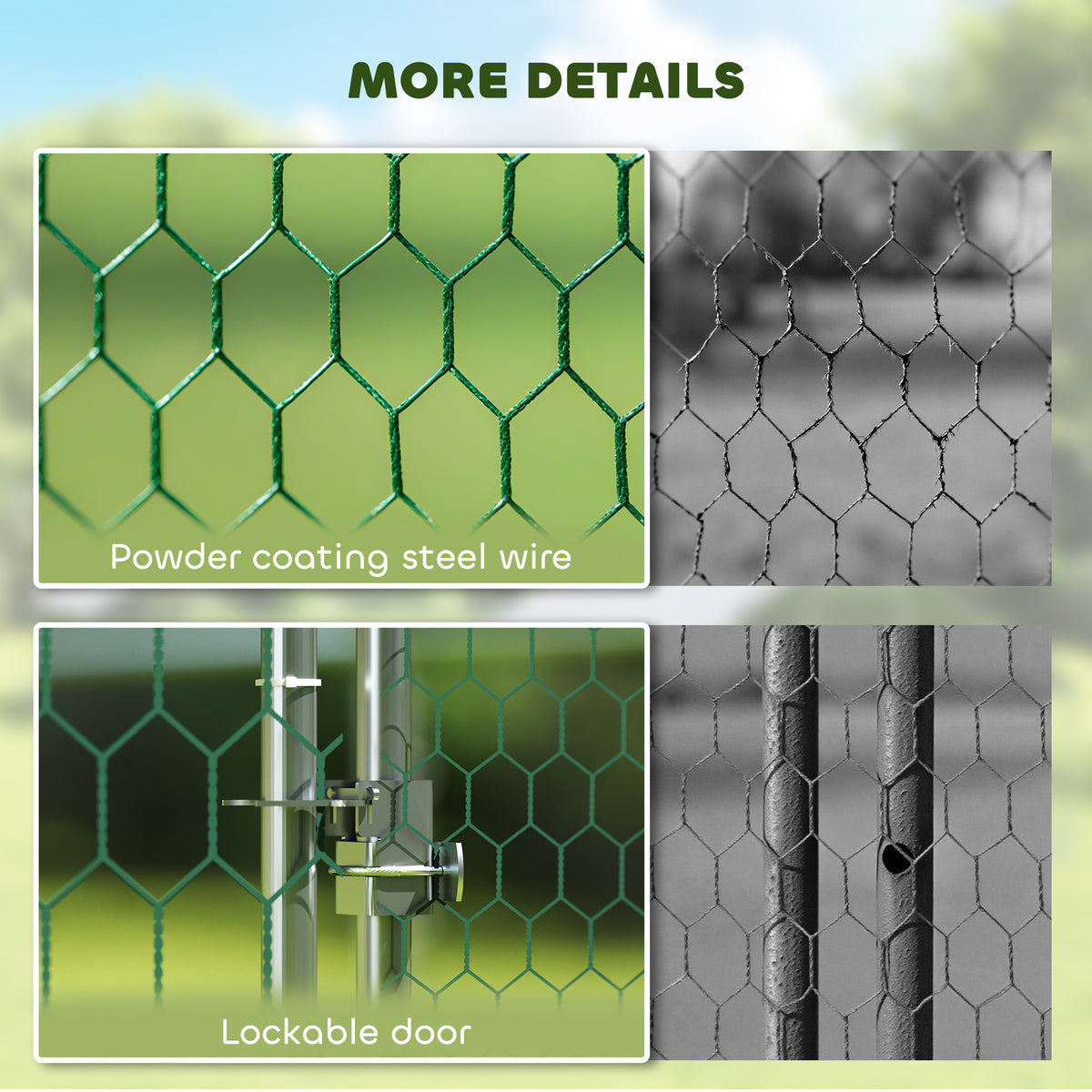 Metal Chicken Coop - 32.8' x 9.8' x 6.4' Galvanized Steel Run-Small Animals-DECOROLALA