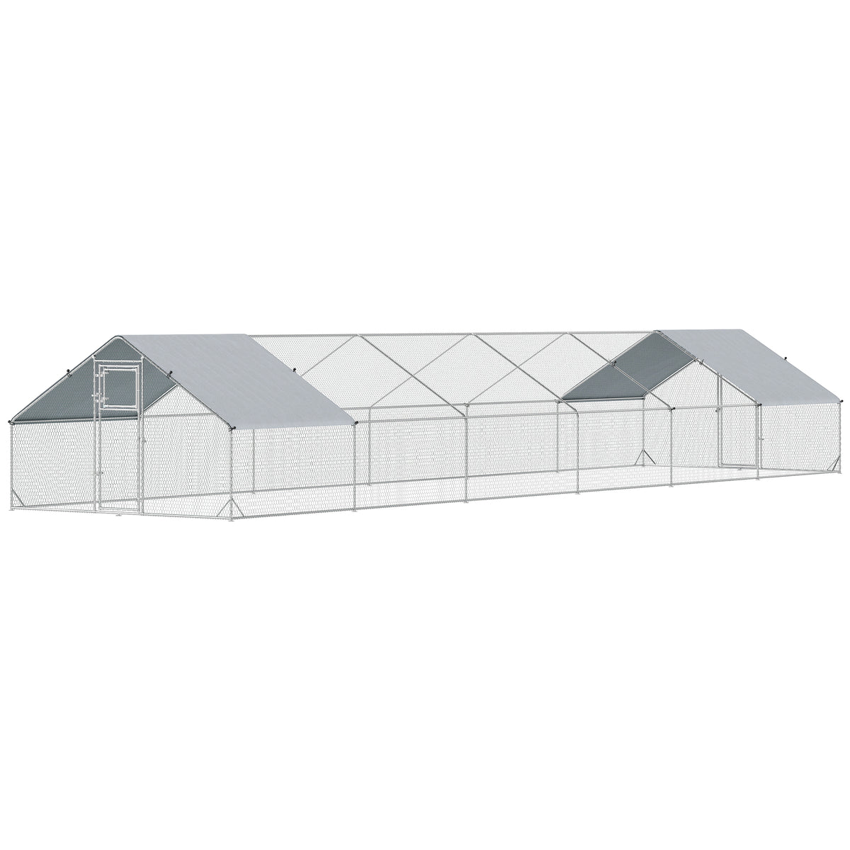 Metal Chicken Coop - 39.4' x 9.8' x 6.4' Galvanized Steel Run-Small Animals-DECOROLALA