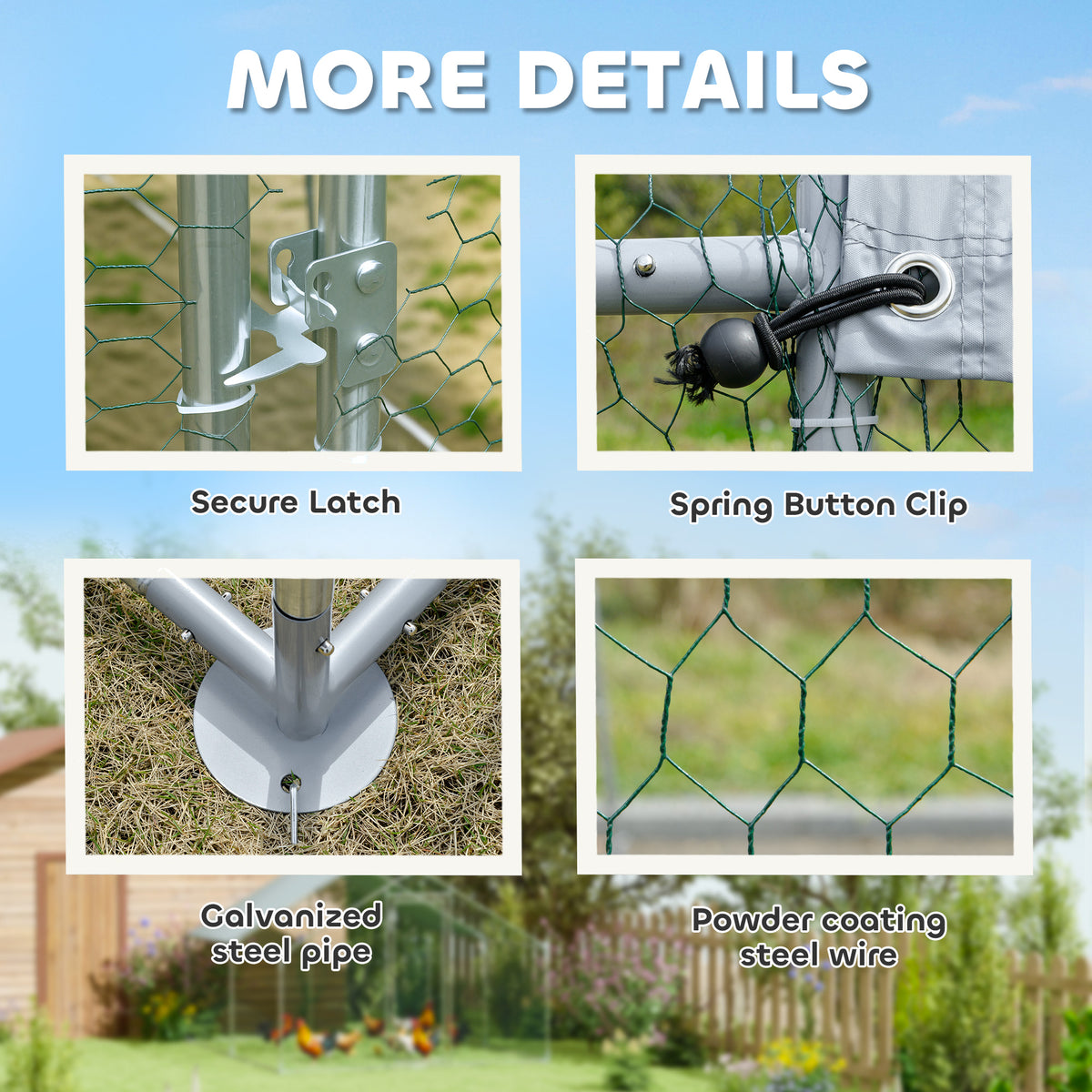 Metal Chicken Coop - 9.8 x 11.2 FT Walk-in Poultry Run with Cover-Small Animals-DECOROLALA