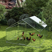 Metal Chicken Coop - 9.8 x 11.2 FT Walk-in Poultry Run with Cover-Small Animals-DECOROLALA