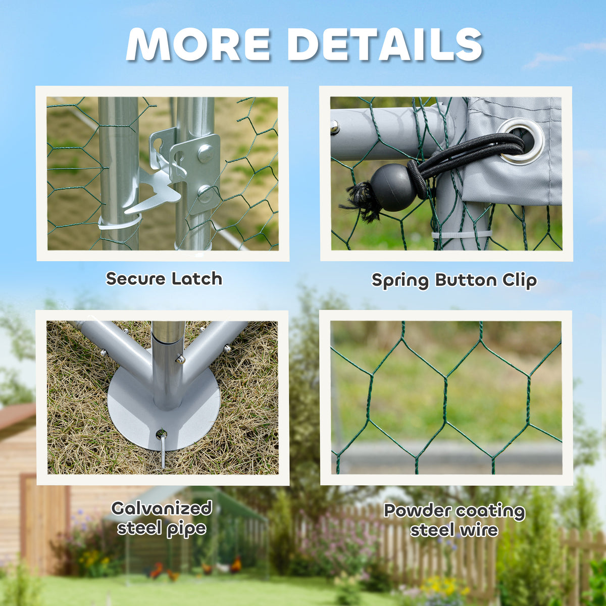 Metal Chicken Coop - 9.8 x 5.6 FT Walk-in Poultry Run Silver-Small Animals-DECOROLALA