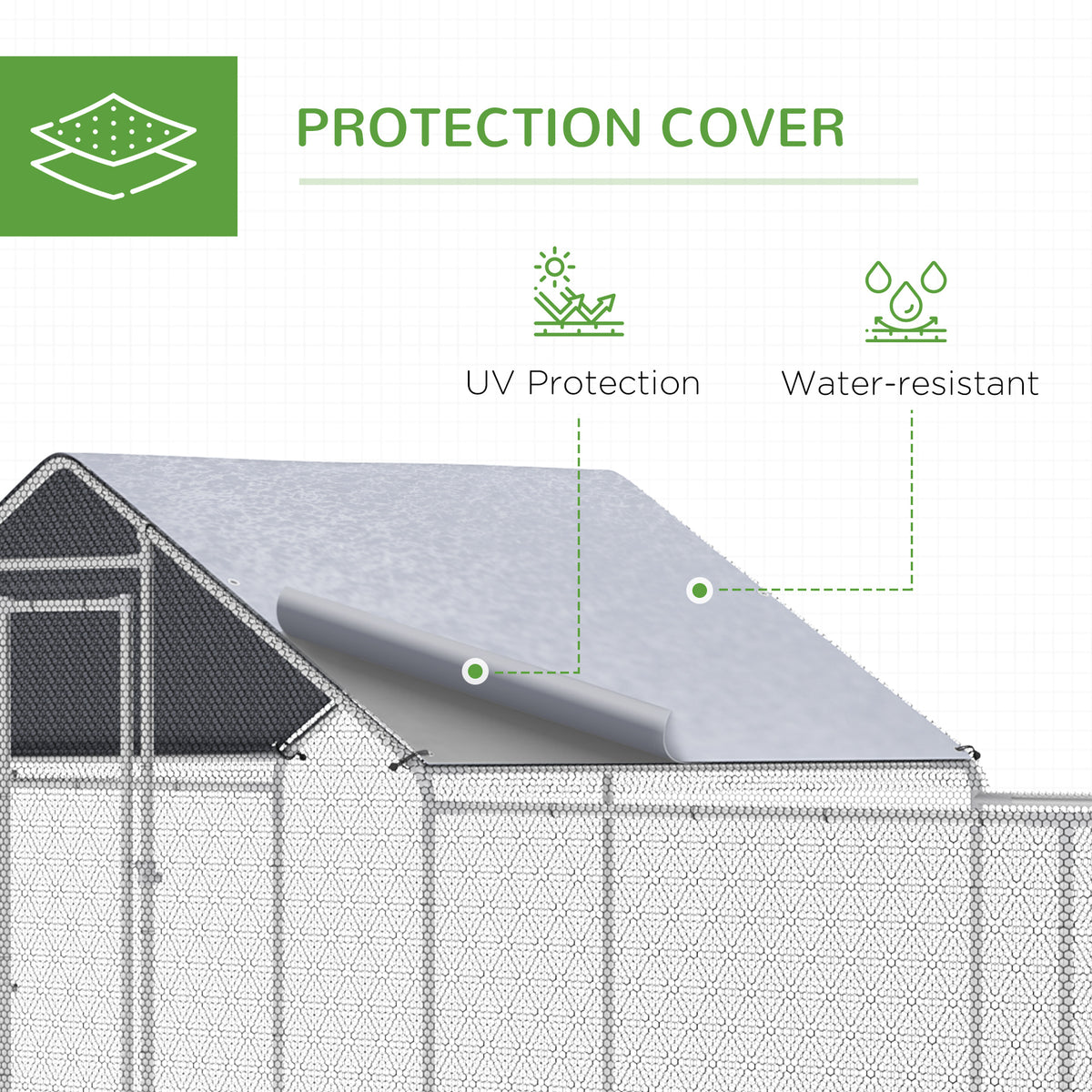 Metal Chicken Coop Run 23' x 6.6' with Waterproof Cover - Silver-Small Animals-DECOROLALA