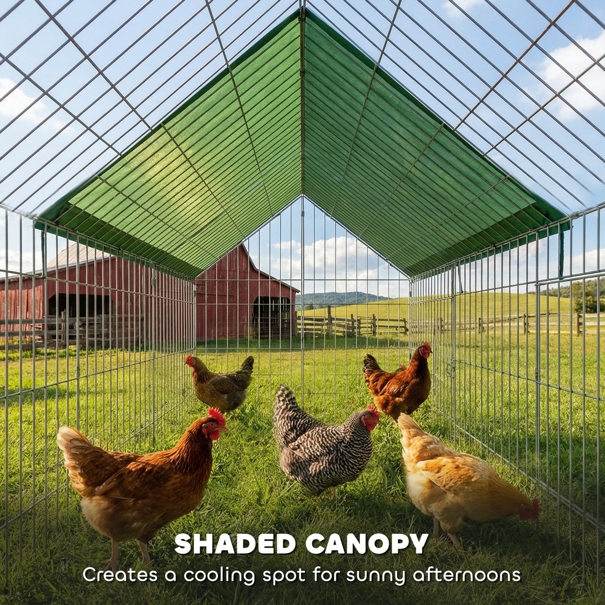 Metal Chicken Coop with UV-Resistant Cover - 106" x 30" Green-Small Animals-DECOROLALA