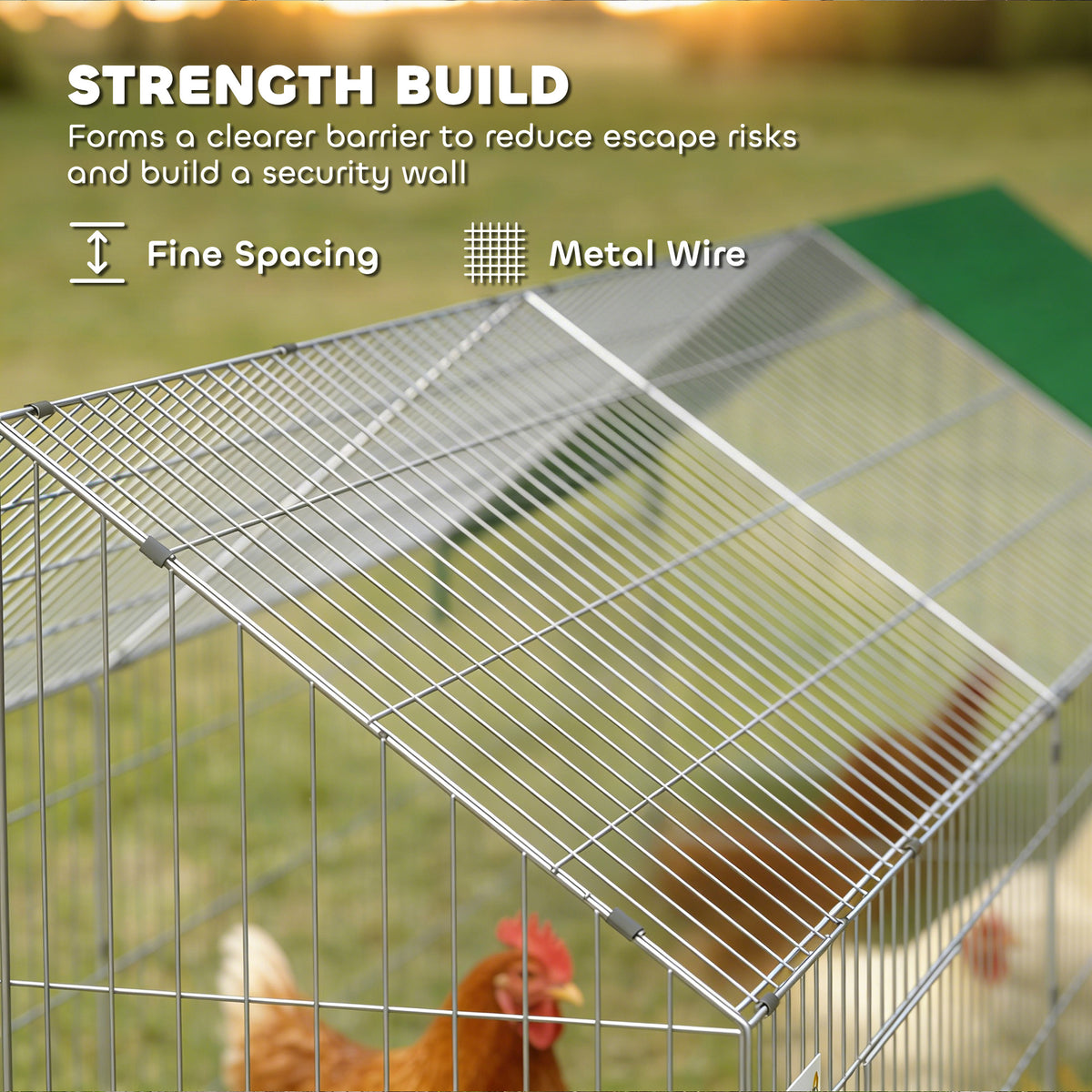 Metal Chicken Coop with UV-Resistant Cover - 106" x 30" Green-Small Animals-DECOROLALA