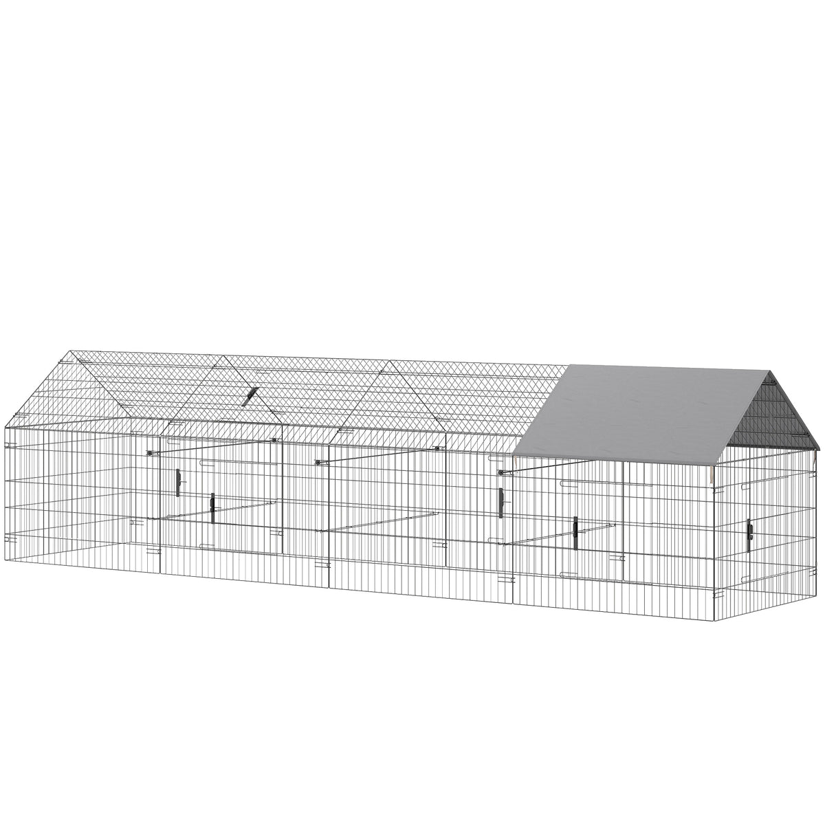 Metal Chicken Coop with UV-Resistant Cover - Grey 168.5" L-Small Animals-DECOROLALA