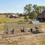 Metal Chicken Coop with UV-Resistant Cover - Grey 168.5" L-Small Animals-DECOROLALA