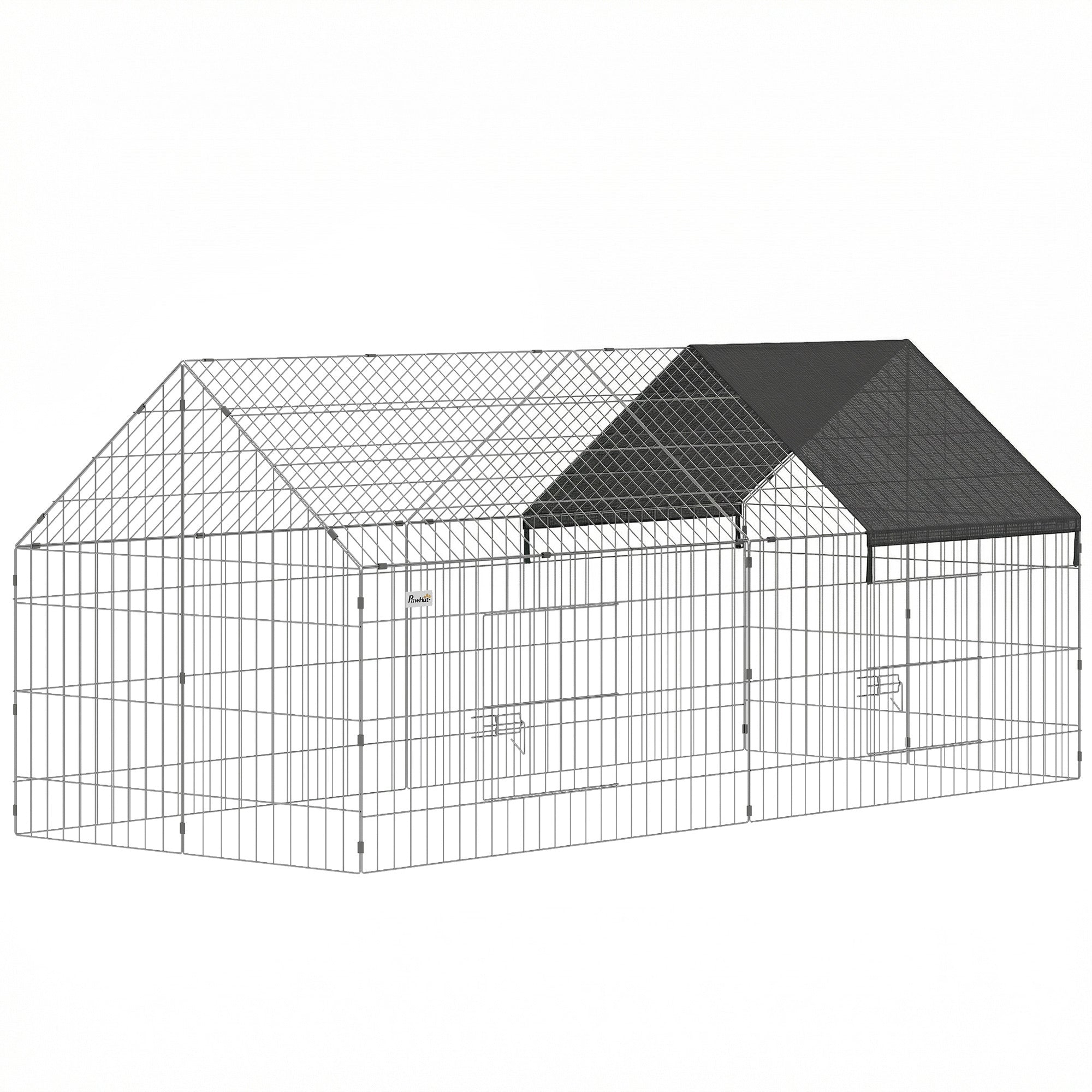 Metal Chicken Coop with UV-Resistant Cover for Hens, Rabbits, Ducks, Geese, 71" x 29.5" x 29.5", Black-Small Animals-DECOROLALA