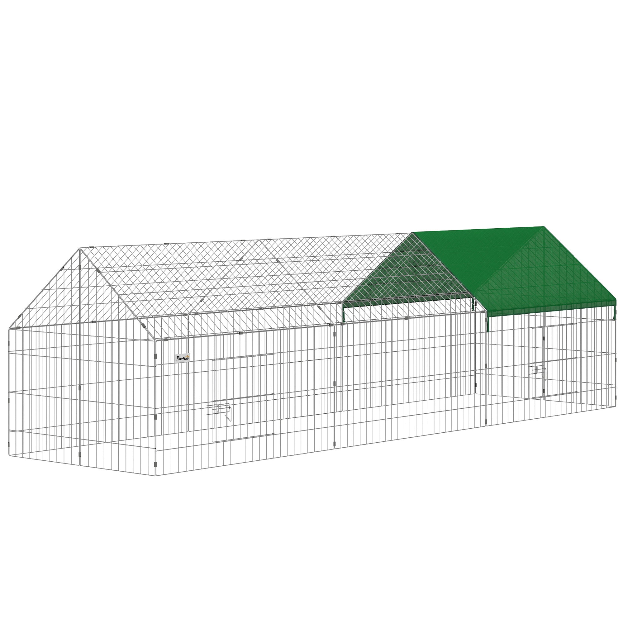 Metal Chicken Coop with UV-Resistant Cover for Rabbits, Ducks, Turtles, Guinea Pigs, 106" x 29.5" x 29.5", Green-Small Animals-DECOROLALA
