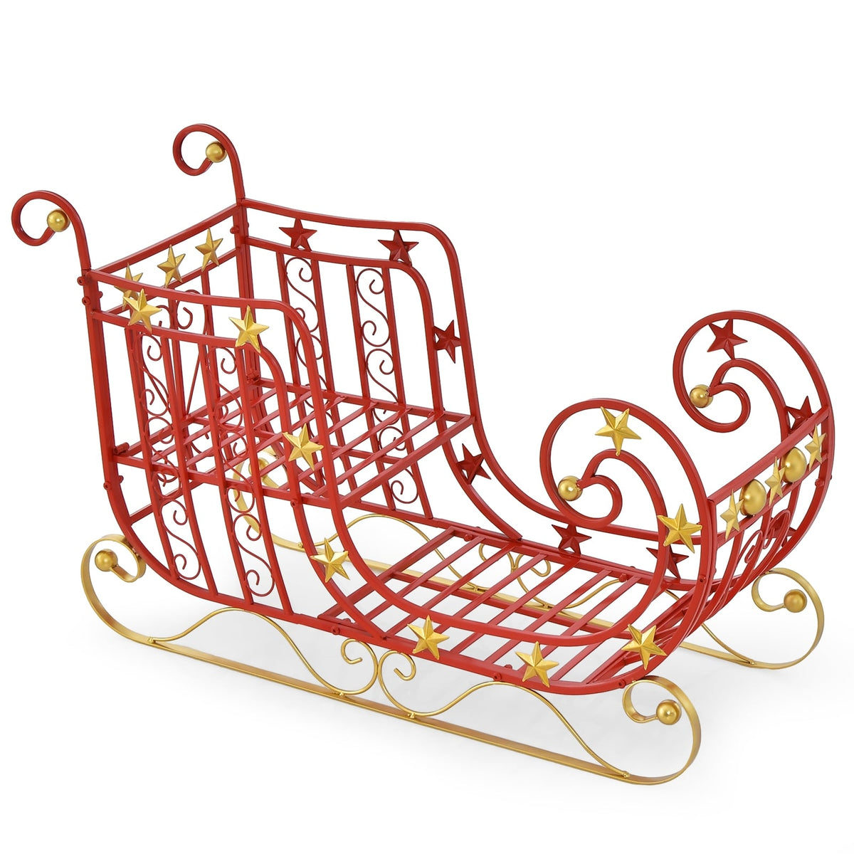 Metal Christmas Santa Sleigh with Large Cargo Area for Gifts-Christmas Decorations & Accessories-DECOROLALA
