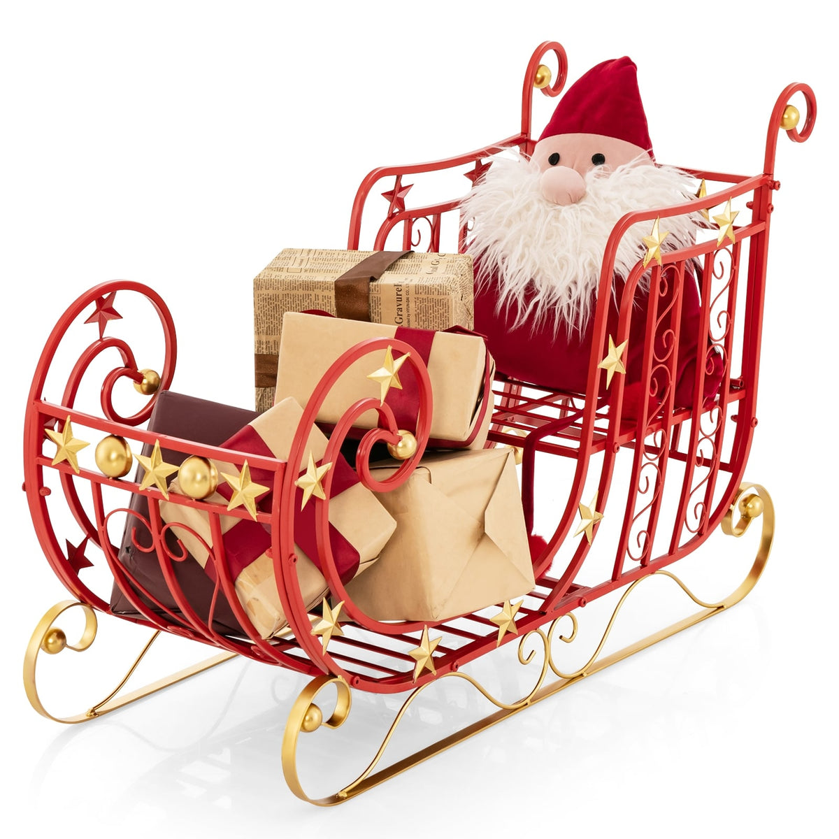 Metal Christmas Santa Sleigh with Large Cargo Area for Gifts-Christmas Decorations & Accessories-DECOROLALA