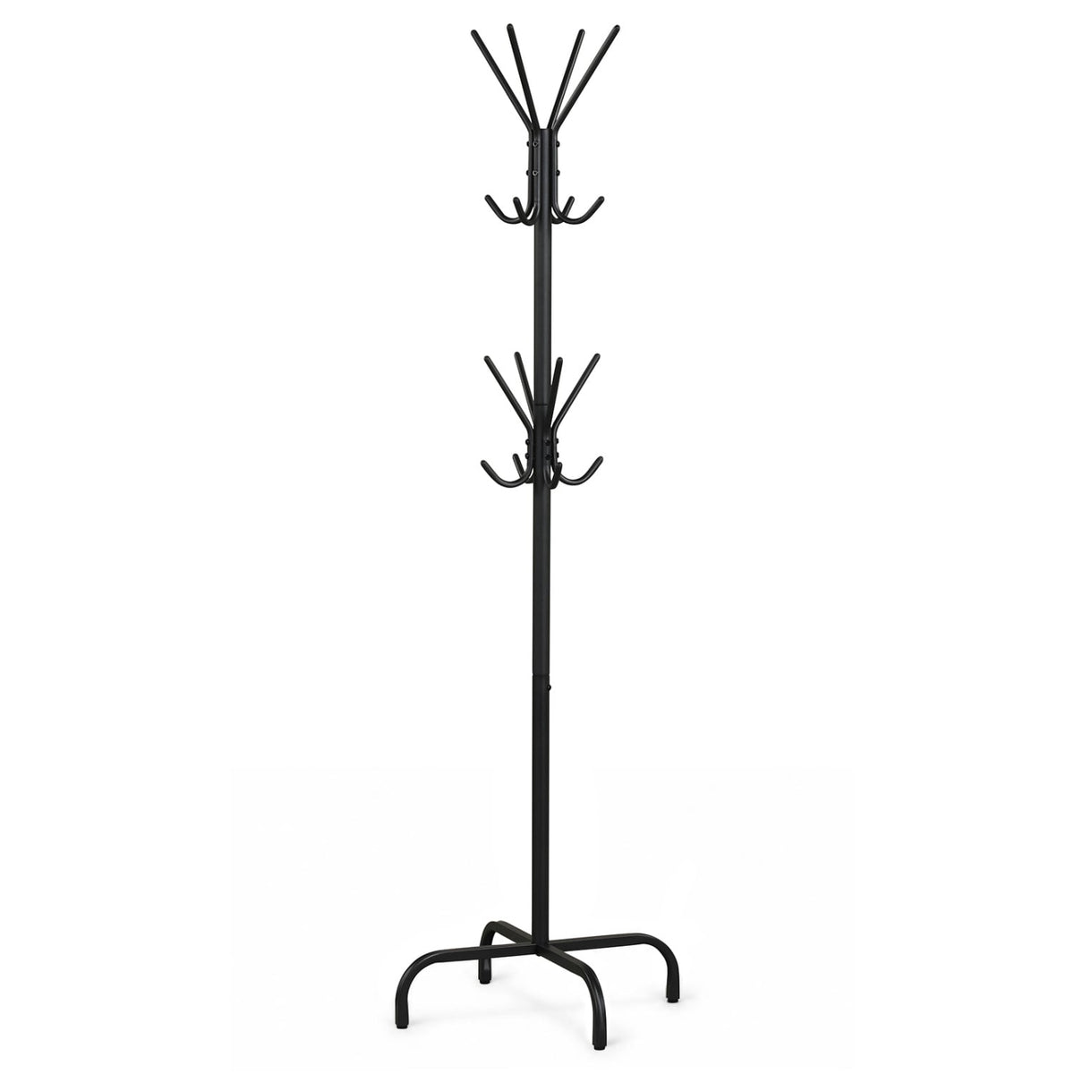 Metal Coat Rack Freestanding with 16 Hooks and 4 Legs for Entryway Office Bedroom-Black-Coat Racks & Hall Trees-DECOROLALA