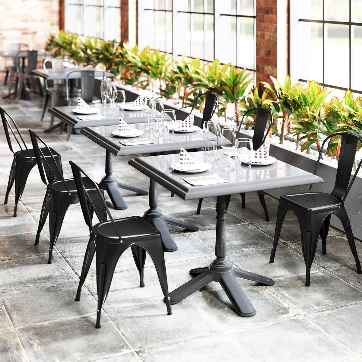 Metal Dining Chairs Set of 4 with Removable Backrest for Dining Room Restaurant Living Room-Black-Dining Chairs-DECOROLALA
