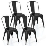 Metal Dining Chairs Set of 4 with Removable Backrest for Dining Room Restaurant Living Room-Black-Dining Chairs-DECOROLALA