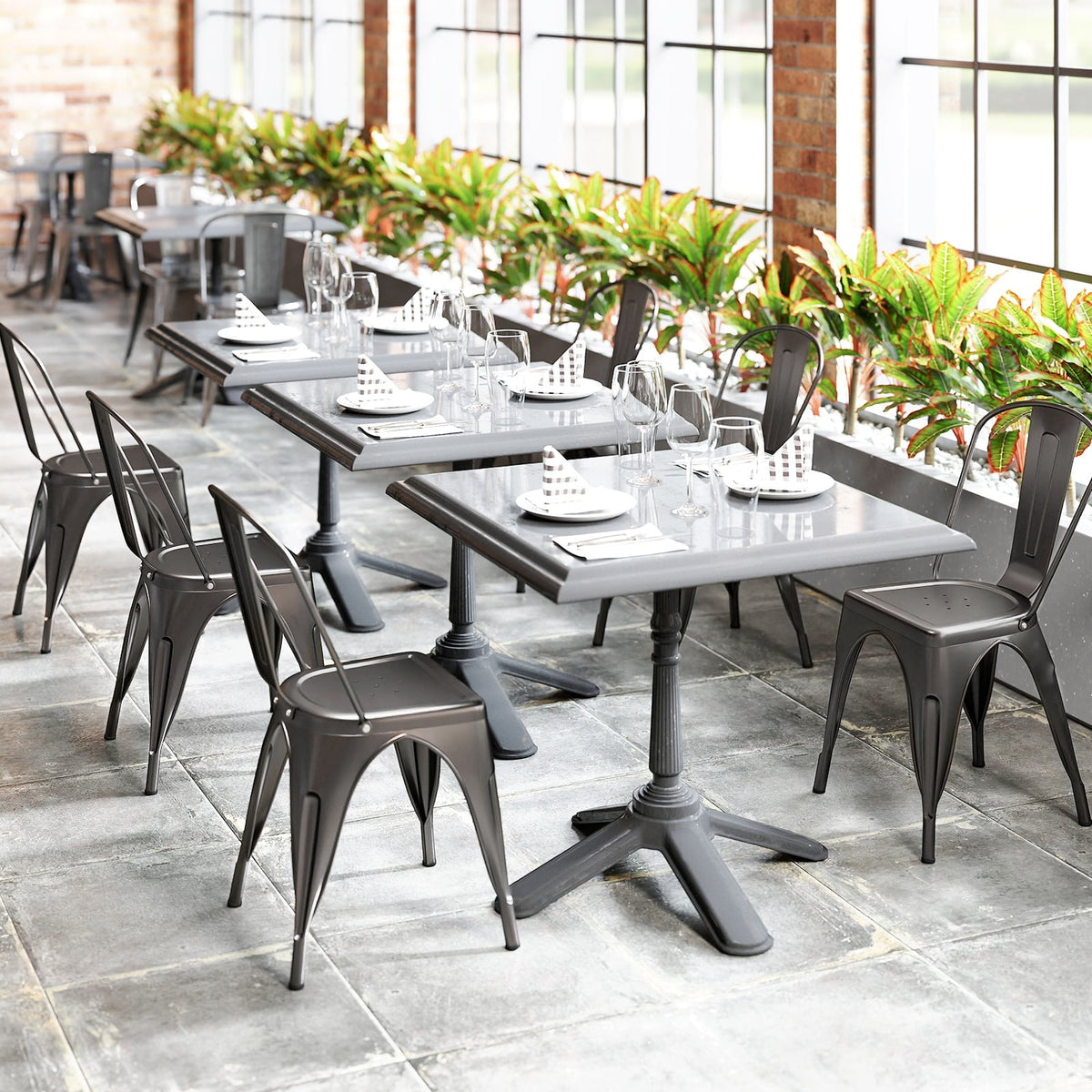 Metal Dining Chairs Set of 4 with Removable Backrest for Dining Room Restaurant Living Room-Gun-Dining Chairs-DECOROLALA