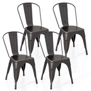 Metal Dining Chairs Set of 4 with Removable Backrest for Dining Room Restaurant Living Room-Gun-Dining Chairs-DECOROLALA