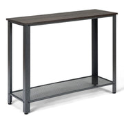 Metal Frame Wood Console Sofa Table with Storage Shelf-Silver-Console Tables-DECOROLALA