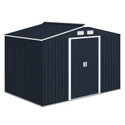 Metal Garden Storage Shed with Foundation Kit - 9'x6' Dark Grey-Patio & Garden > Lawn & Garden > Sheds-DECOROLALA
