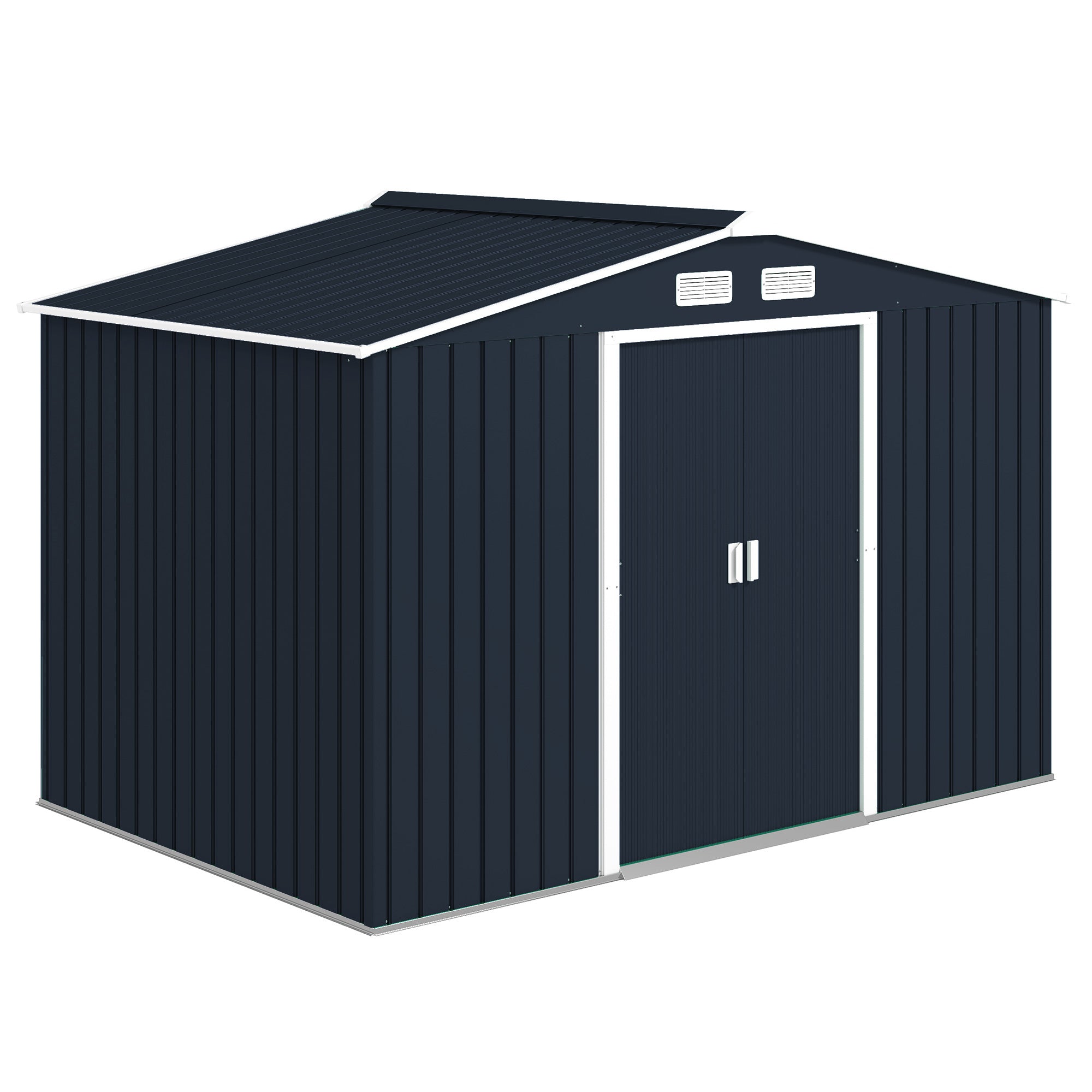 Metal Garden Storage Shed with Foundation Kit - 9'x6' Dark Grey-Patio & Garden > Lawn & Garden > Sheds-DECOROLALA