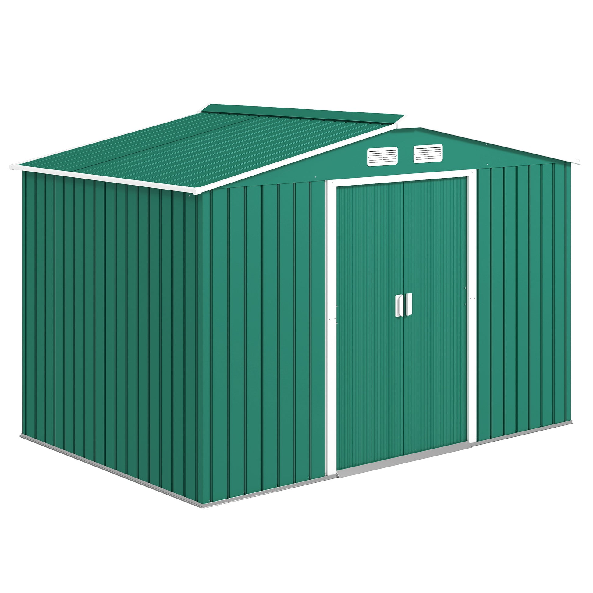 Metal Garden Storage Shed with Foundation Kit - Green 9' x 6'-Patio & Garden > Lawn & Garden > Sheds-DECOROLALA
