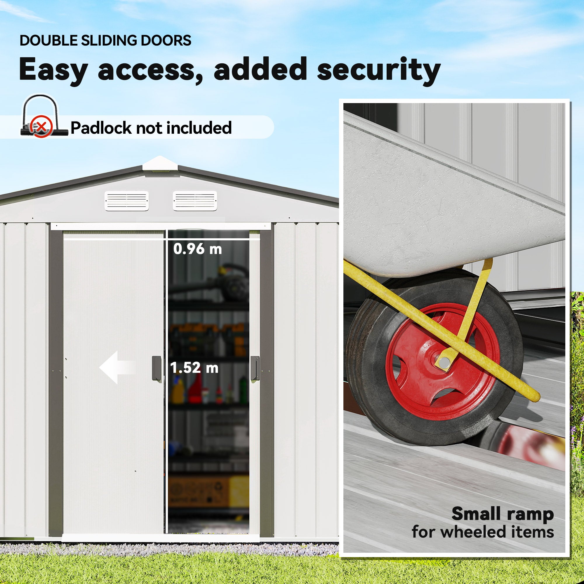 Metal Garden Storage Shed with Foundation Kit - Silver-Patio & Garden > Lawn & Garden > Sheds-DECOROLALA