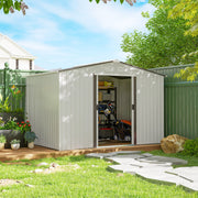 Metal Garden Storage Shed with Foundation Kit - Silver-Patio & Garden > Lawn & Garden > Sheds-DECOROLALA