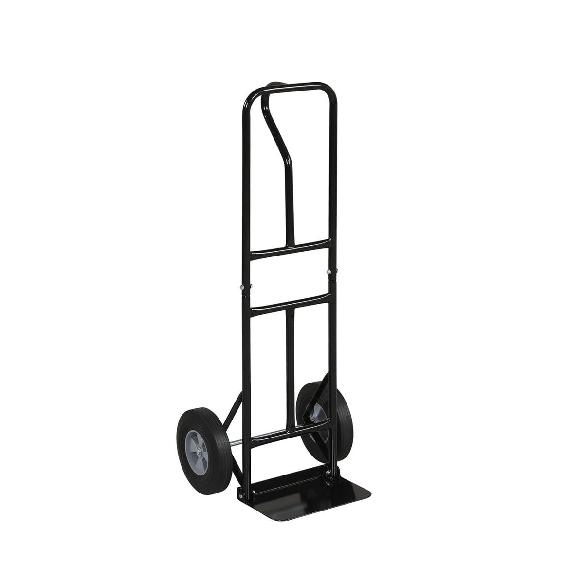 Metal Hand Truck Heavy-Duty 600 LBS Moving Dolly Cart with P-Handle and 10inch Rubber Wheels-Black-Garages-DECOROLALA