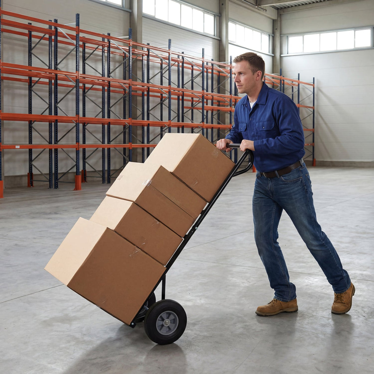 Metal Hand Truck Heavy-Duty 600 LBS Moving Dolly Cart with P-Handle and 10inch Rubber Wheels-Black-Garages-DECOROLALA