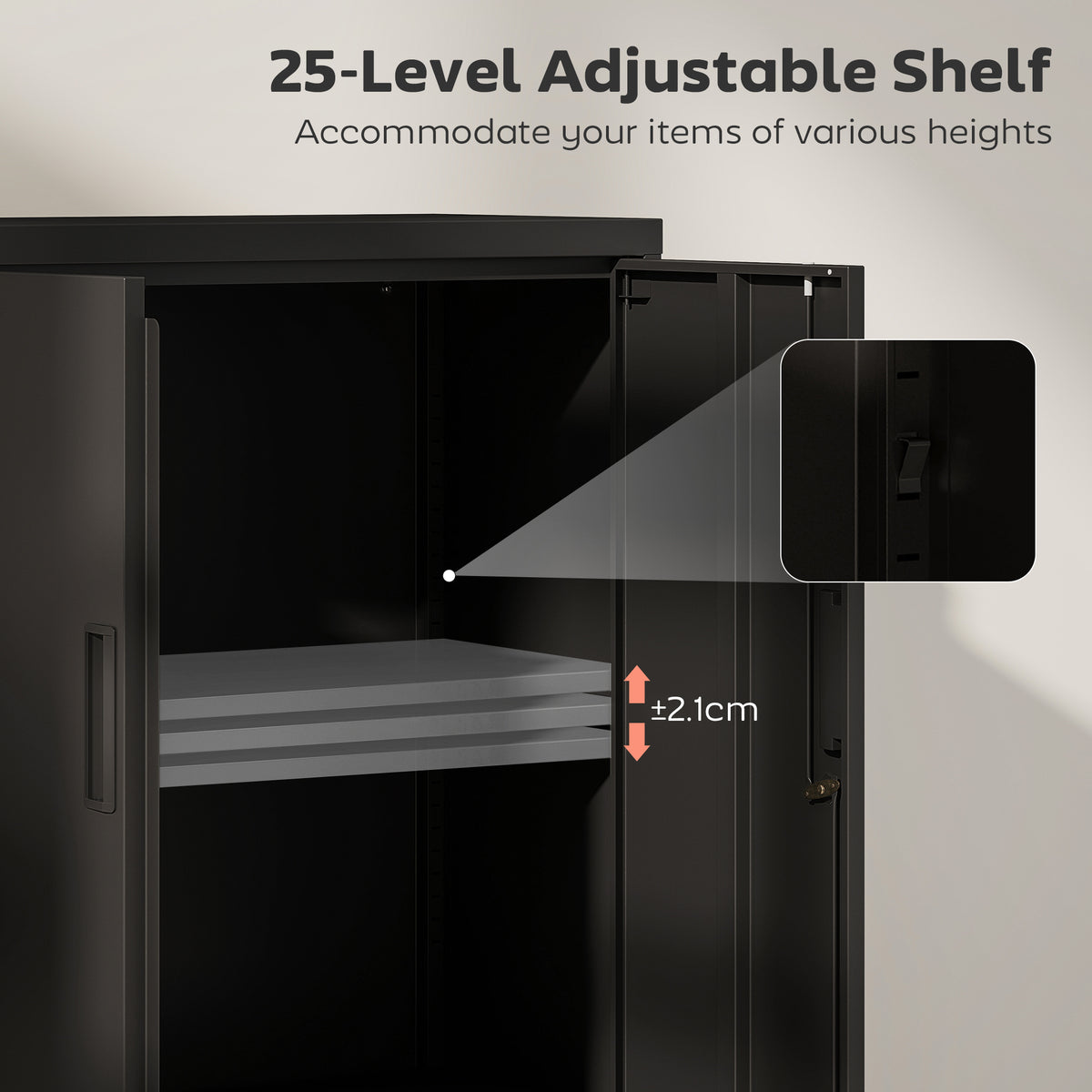 Metal Lateral Filing Cabinet - Black Steel Storage Cabinet-DECOROLALA