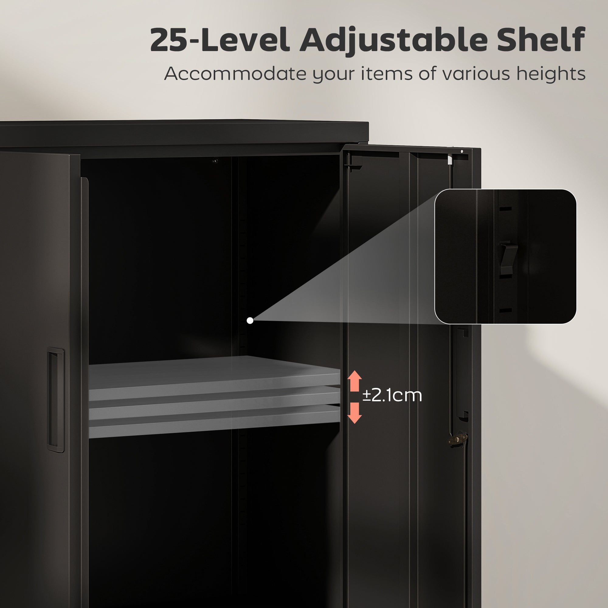 Metal Lateral Filing Cabinet - Black Steel Storage Cabinet-DECOROLALA