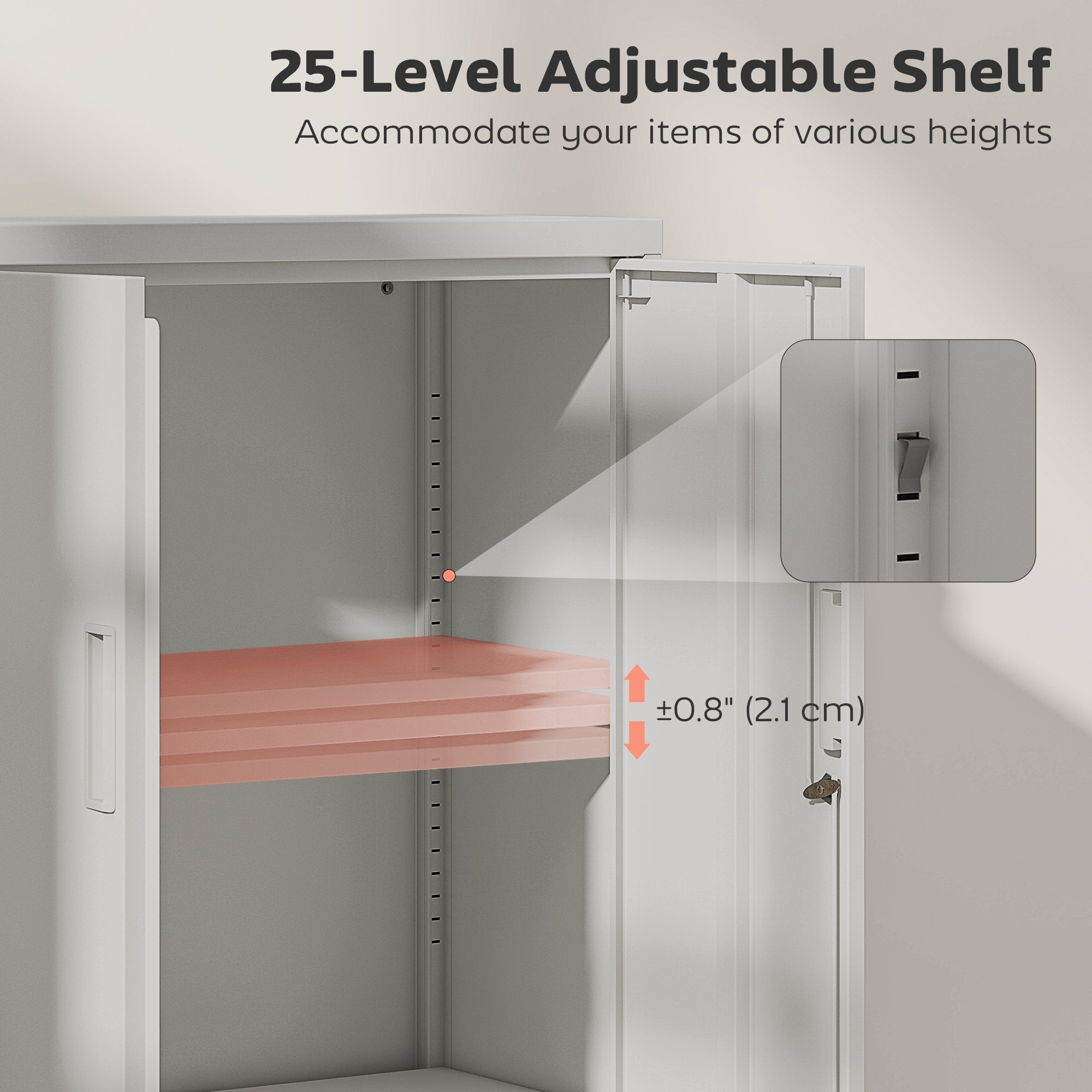 Metal Lateral Filing Cabinet - White Lockable Storage Cabinet-DECOROLALA