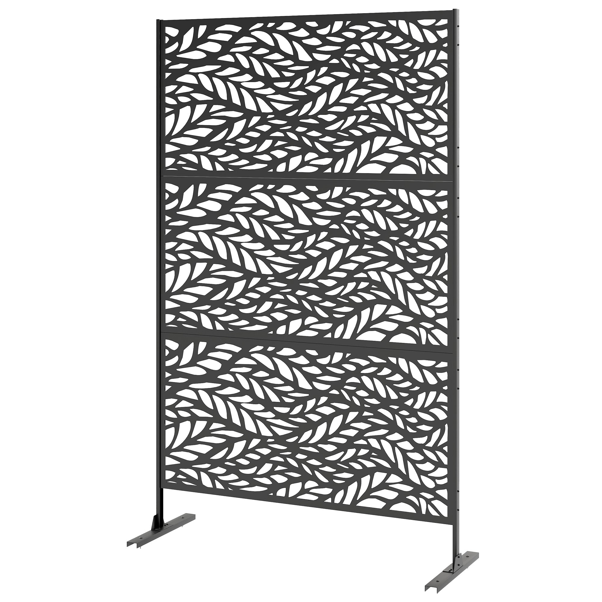 Metal Outdoor Privacy Screen - 78" x 48" Black Steel Trellis-DECOROLALA