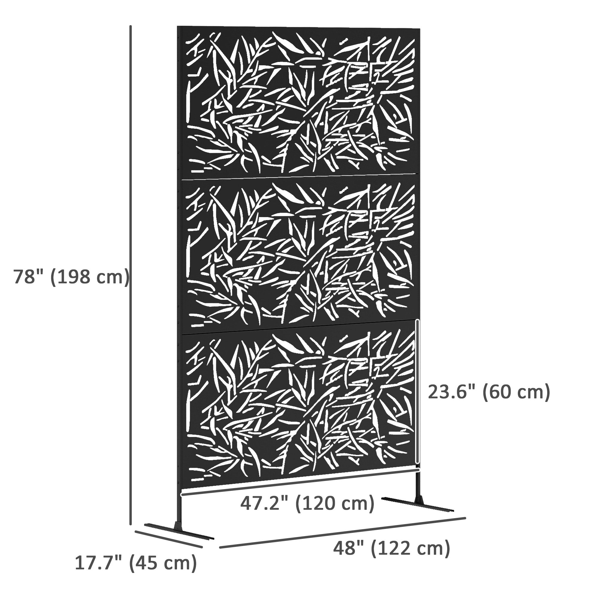 Metal Outdoor Privacy Screen - 78" x 48" Black Trellis Panel-DECOROLALA