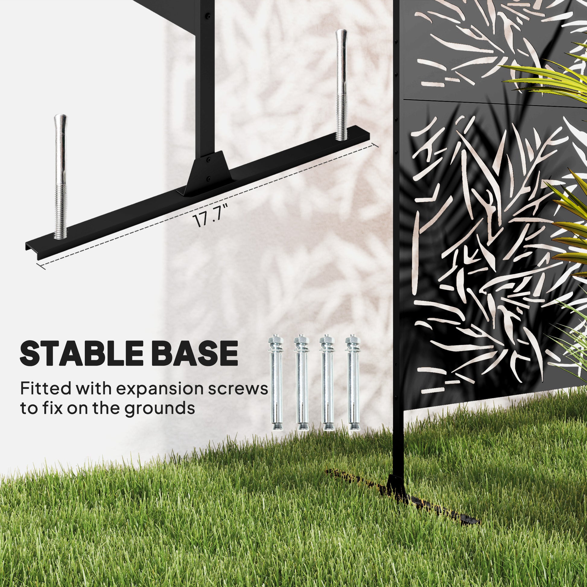 Metal Outdoor Privacy Screen - 78" x 48" Black Trellis Panel-DECOROLALA