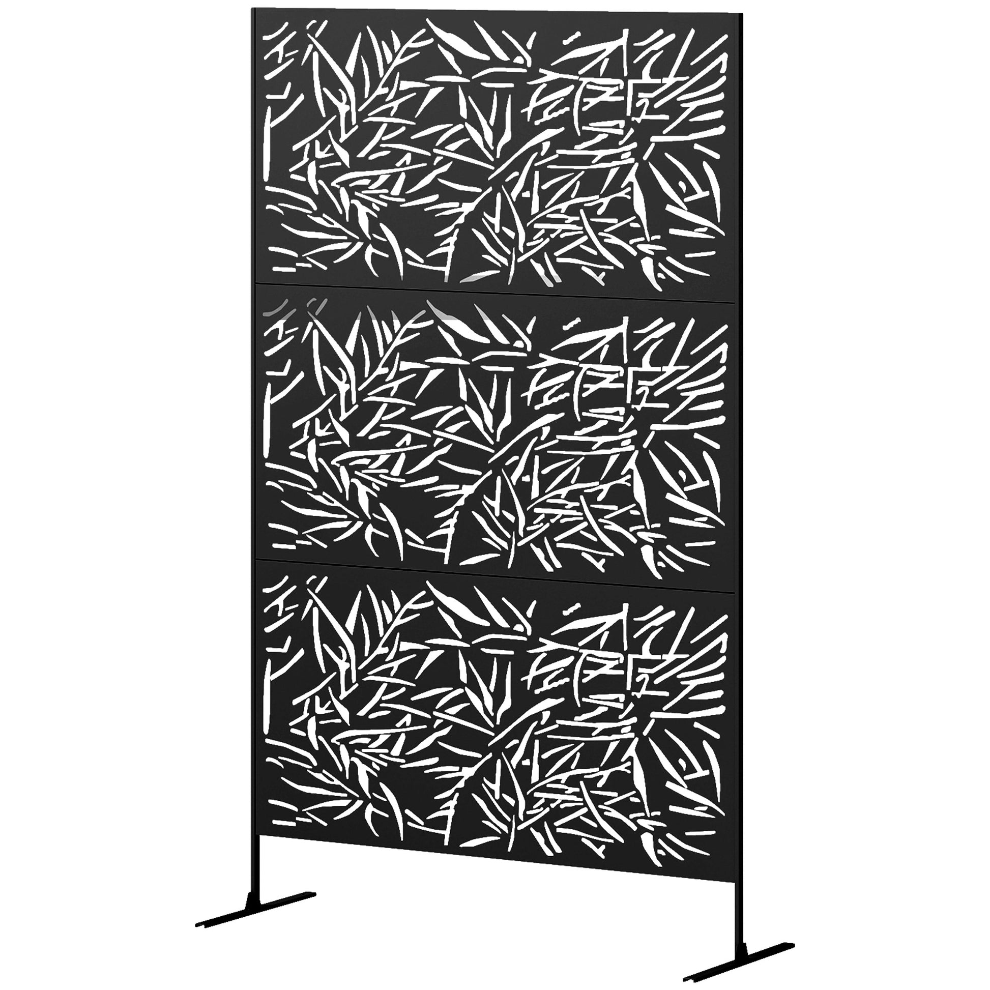 Metal Outdoor Privacy Screen - 78" x 48" Black Trellis Panel-DECOROLALA