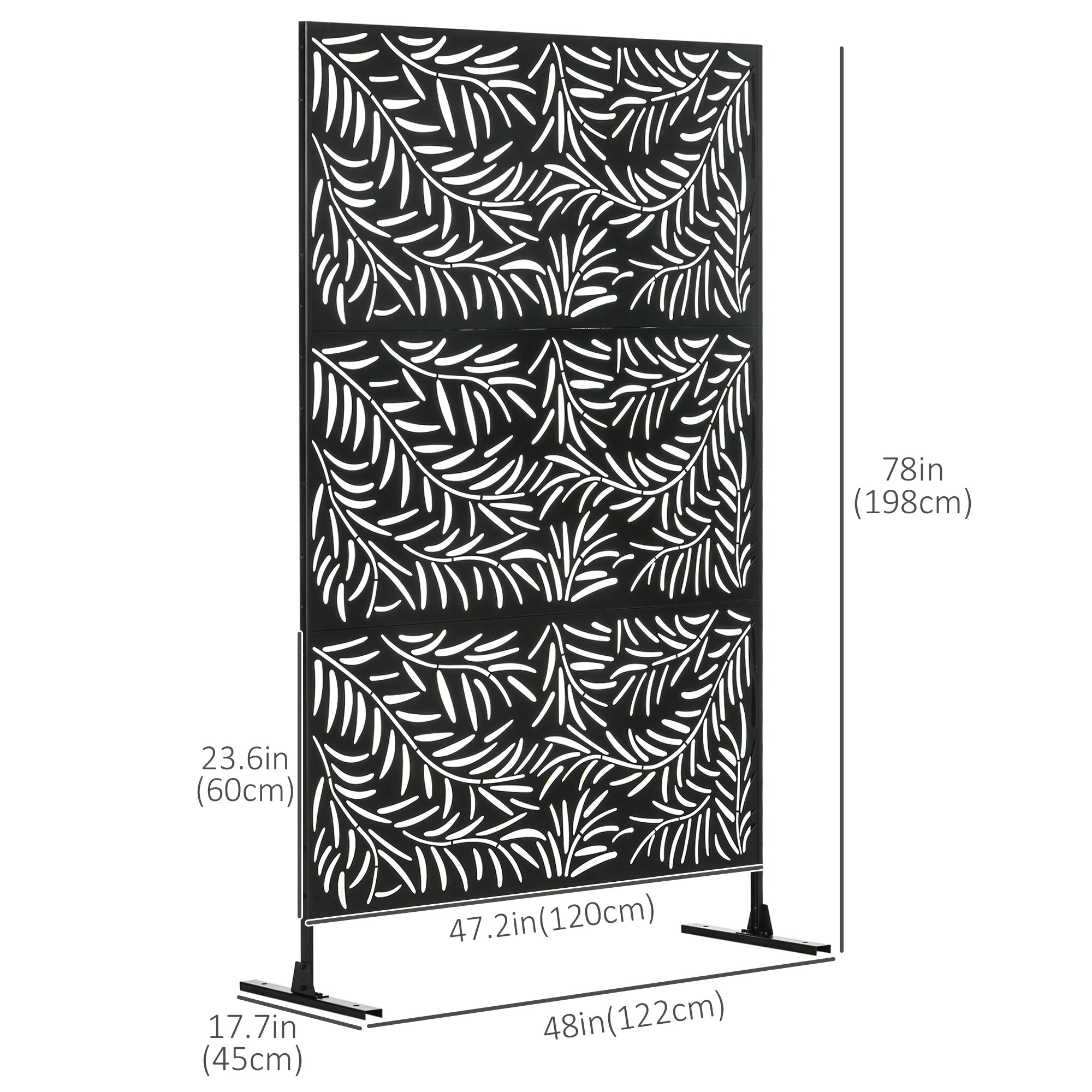 Metal Outdoor Privacy Screen - Black 48" x 78" Willow Style-DECOROLALA