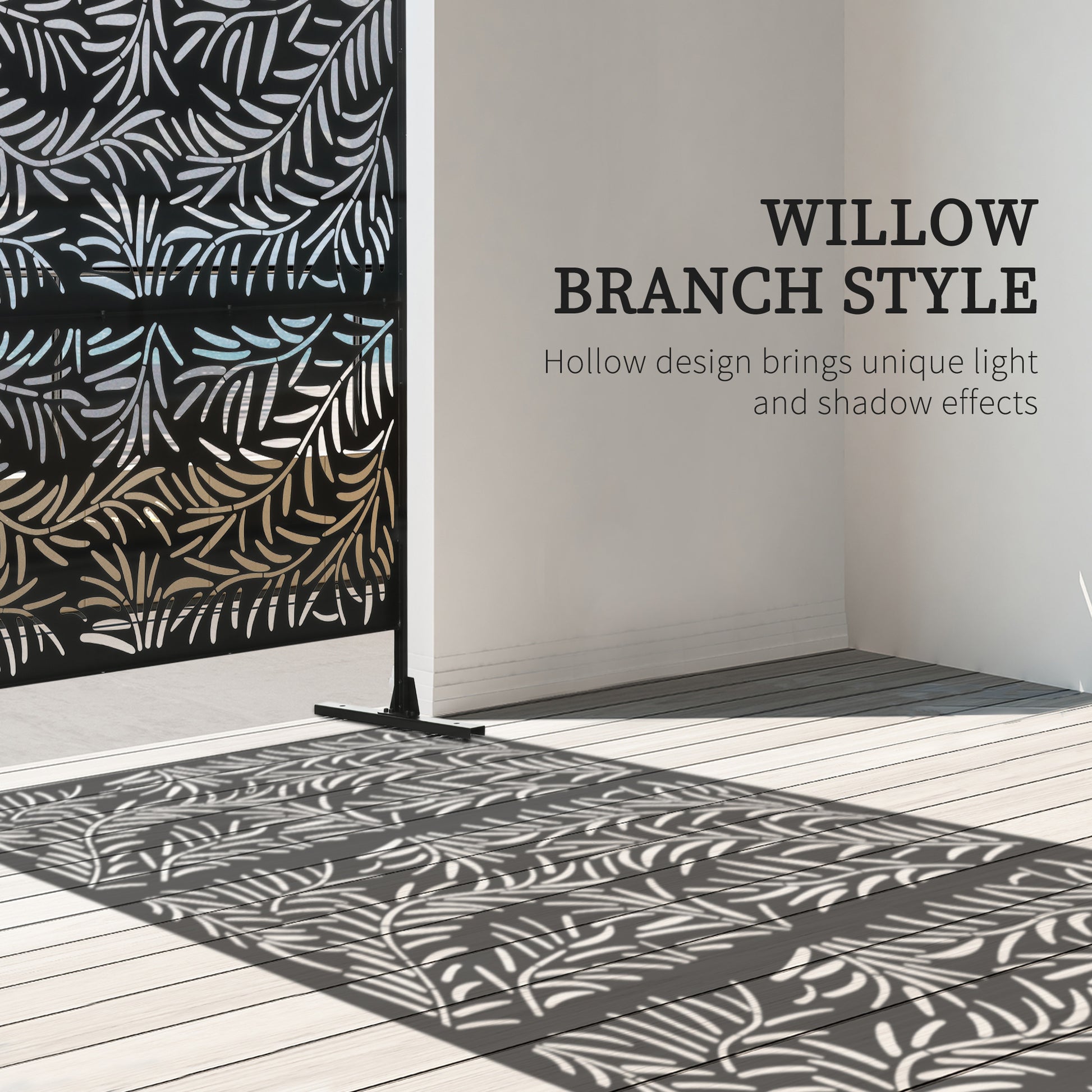 Metal Outdoor Privacy Screen - Black 48" x 78" Willow Style-DECOROLALA
