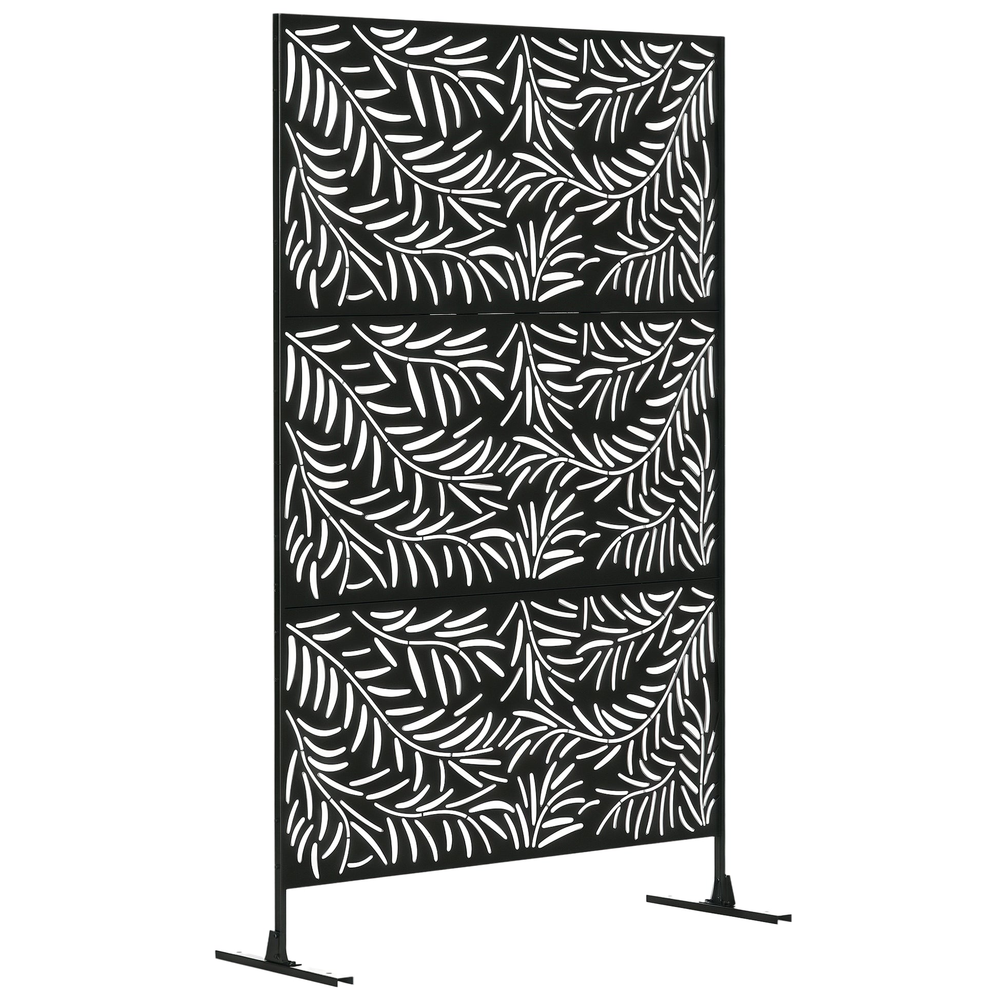 Metal Outdoor Privacy Screen - Black 48" x 78" Willow Style-DECOROLALA
