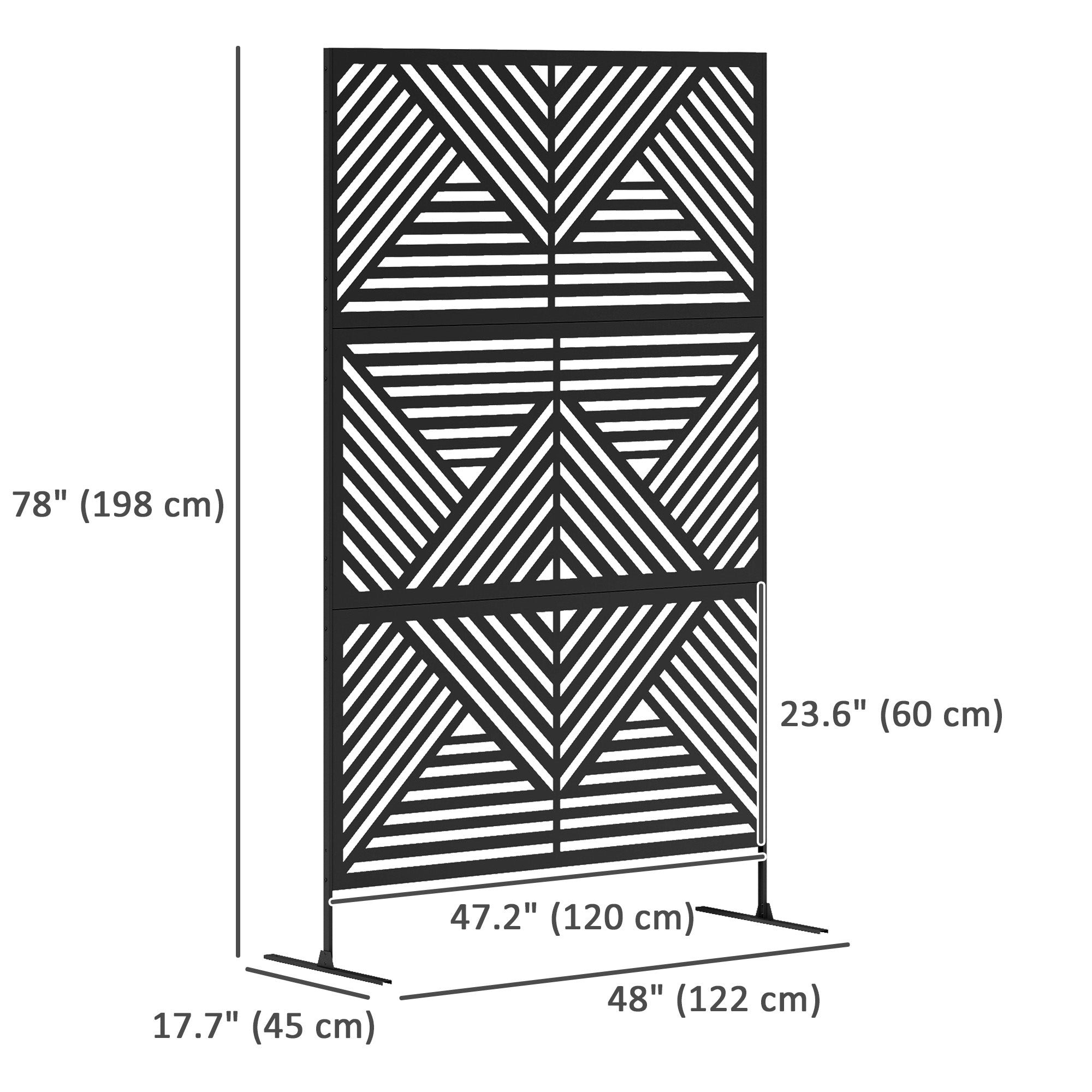 Metal Outdoor Privacy Screen - Black 78" x 48"-DECOROLALA