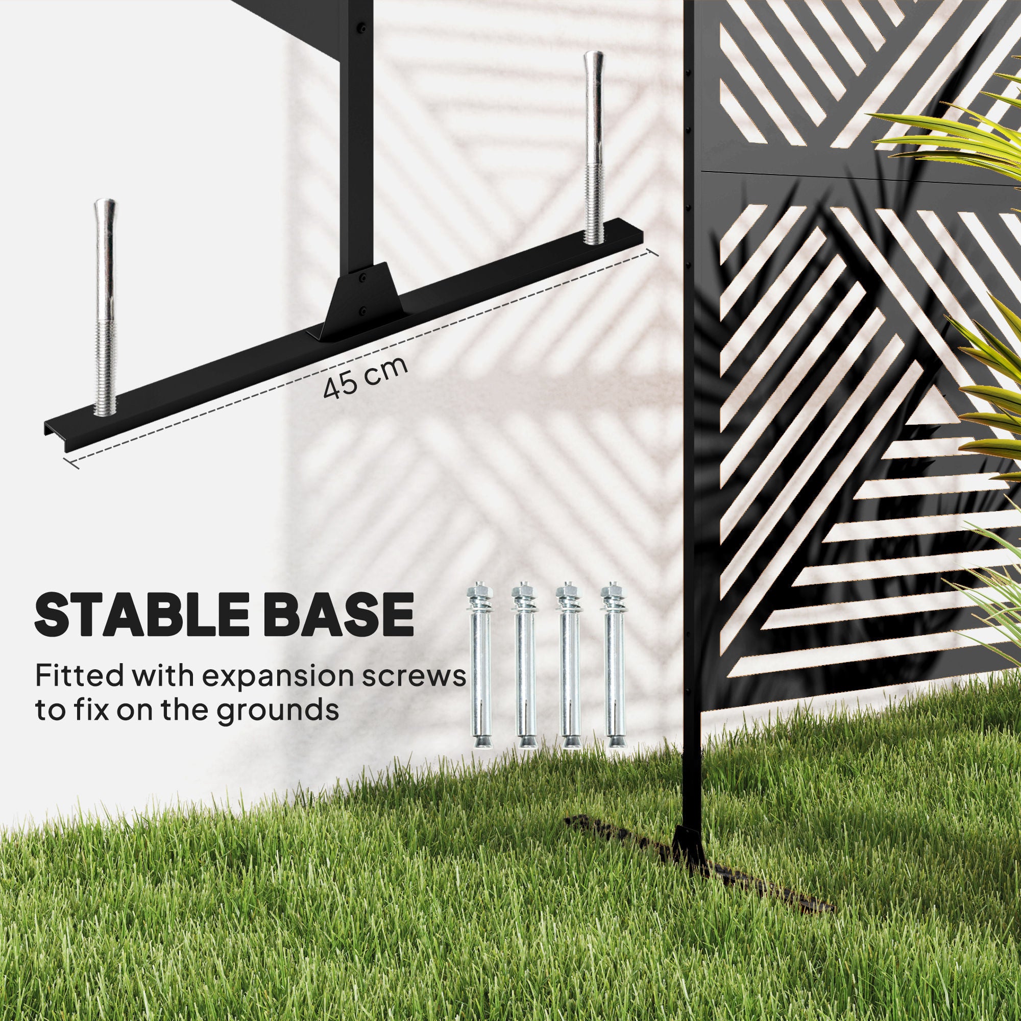 Metal Outdoor Privacy Screen - Black 78" x 48"-DECOROLALA