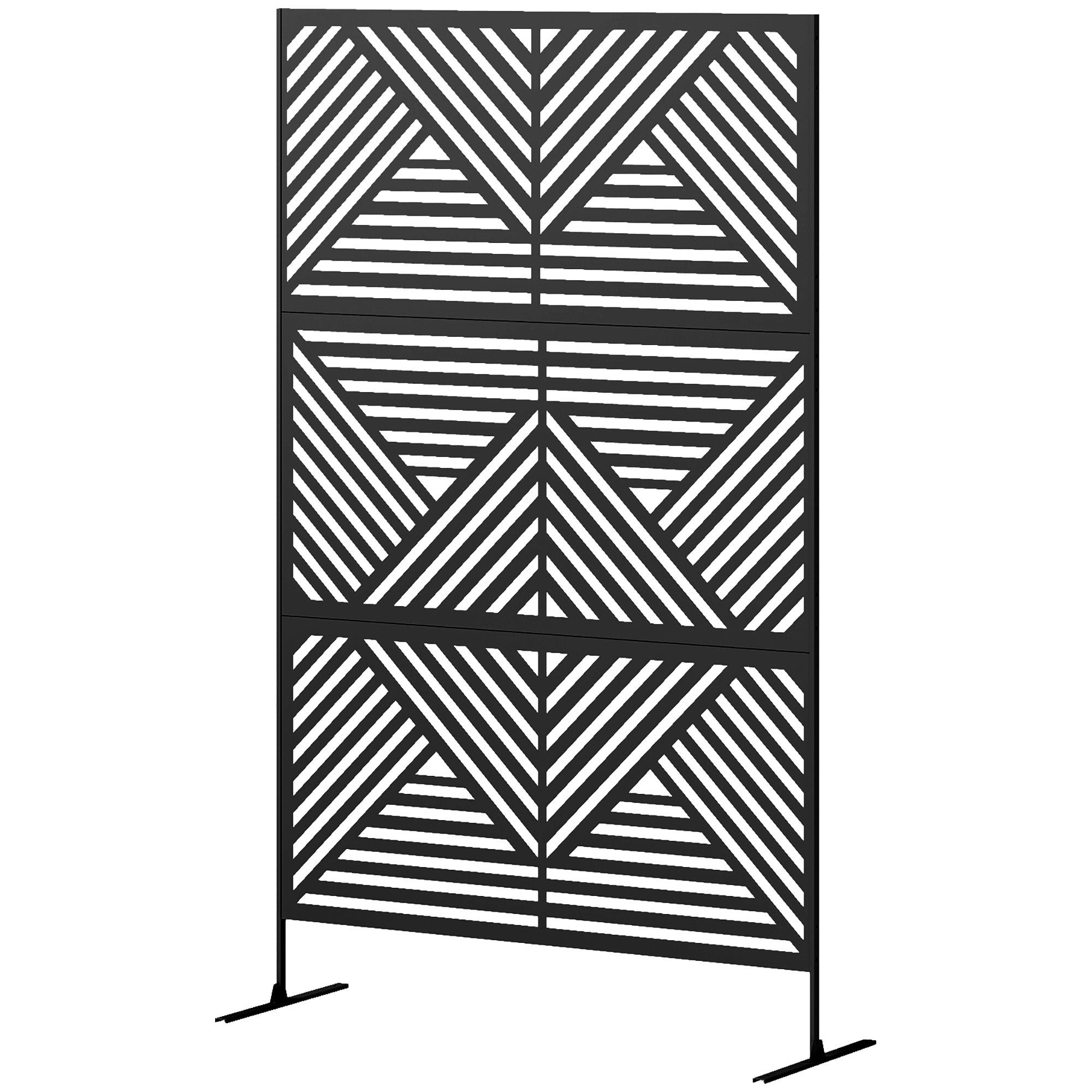 Metal Outdoor Privacy Screen - Black 78" x 48"-DECOROLALA