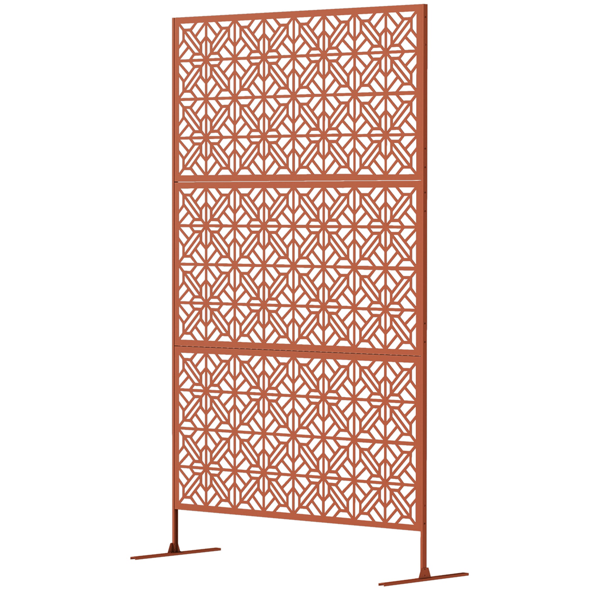 Metal Outdoor Privacy Screen - Brown 48" x 78" Trellis Stand-DECOROLALA