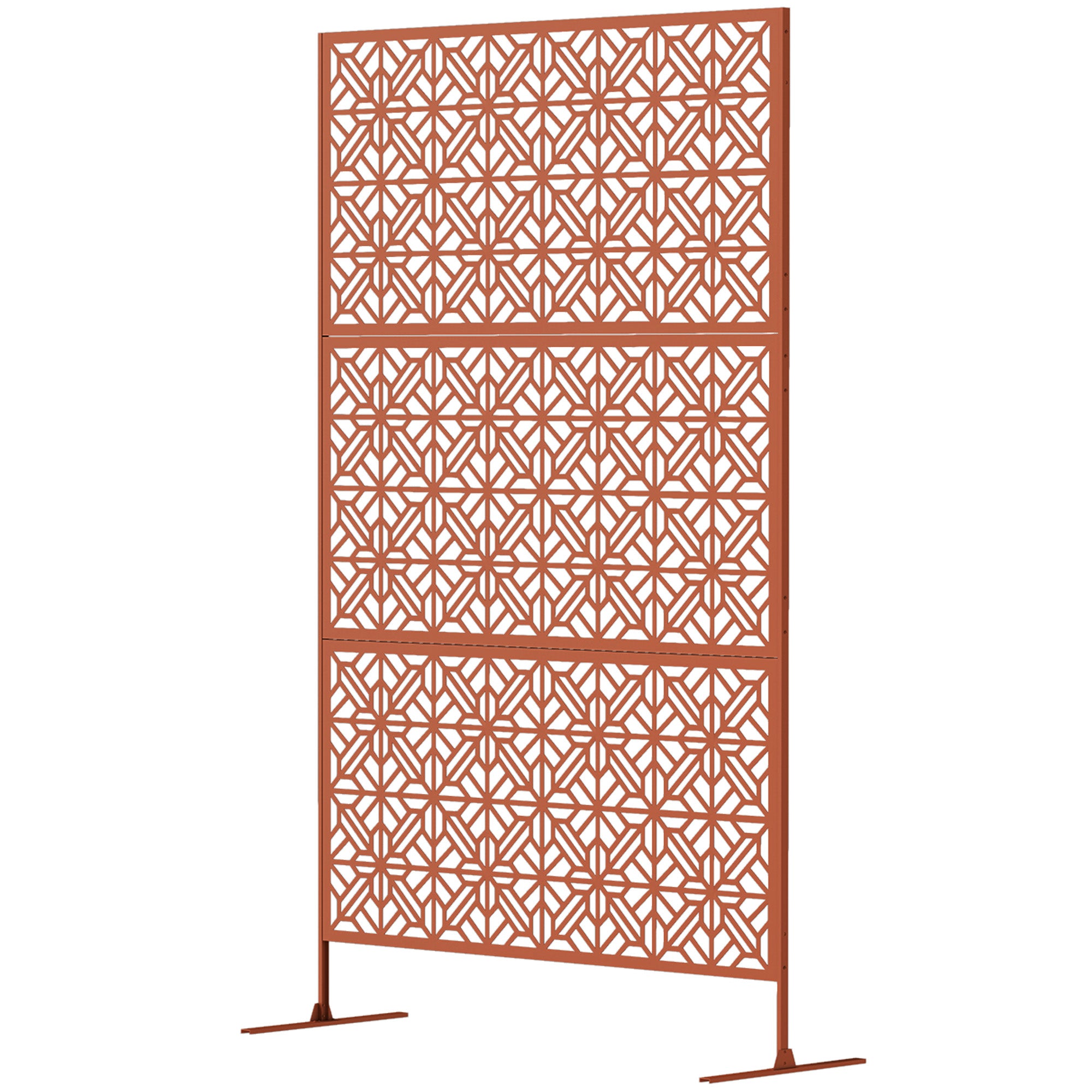Metal Outdoor Privacy Screen - Brown 48" x 78" Trellis Stand-DECOROLALA