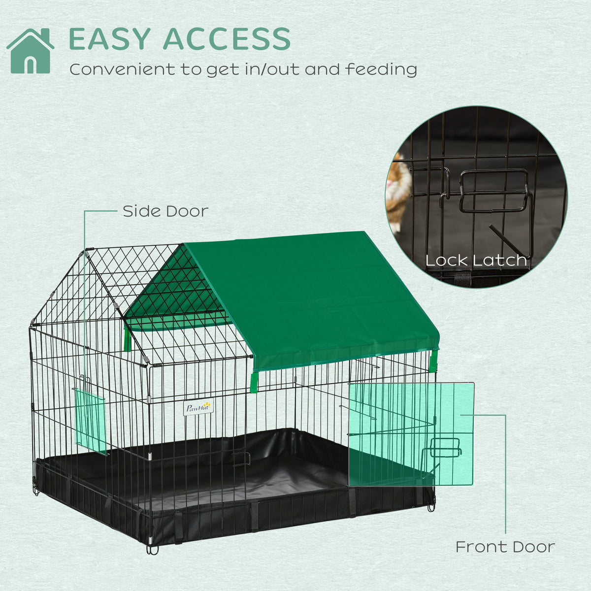 Metal Outdoor Small Animal Cage - Black 35"L x 29"W x 29"H-Small Animals-DECOROLALA