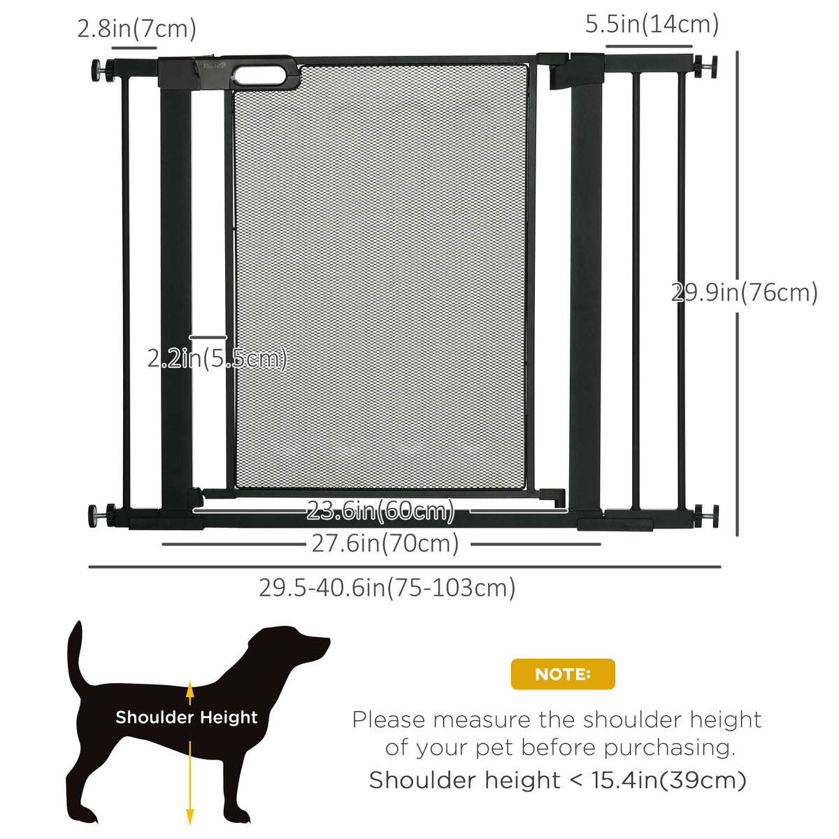 Metal Pet Gate - 29.5"-40.6" Auto-Close Pressure Mount Black-Dogs-DECOROLALA