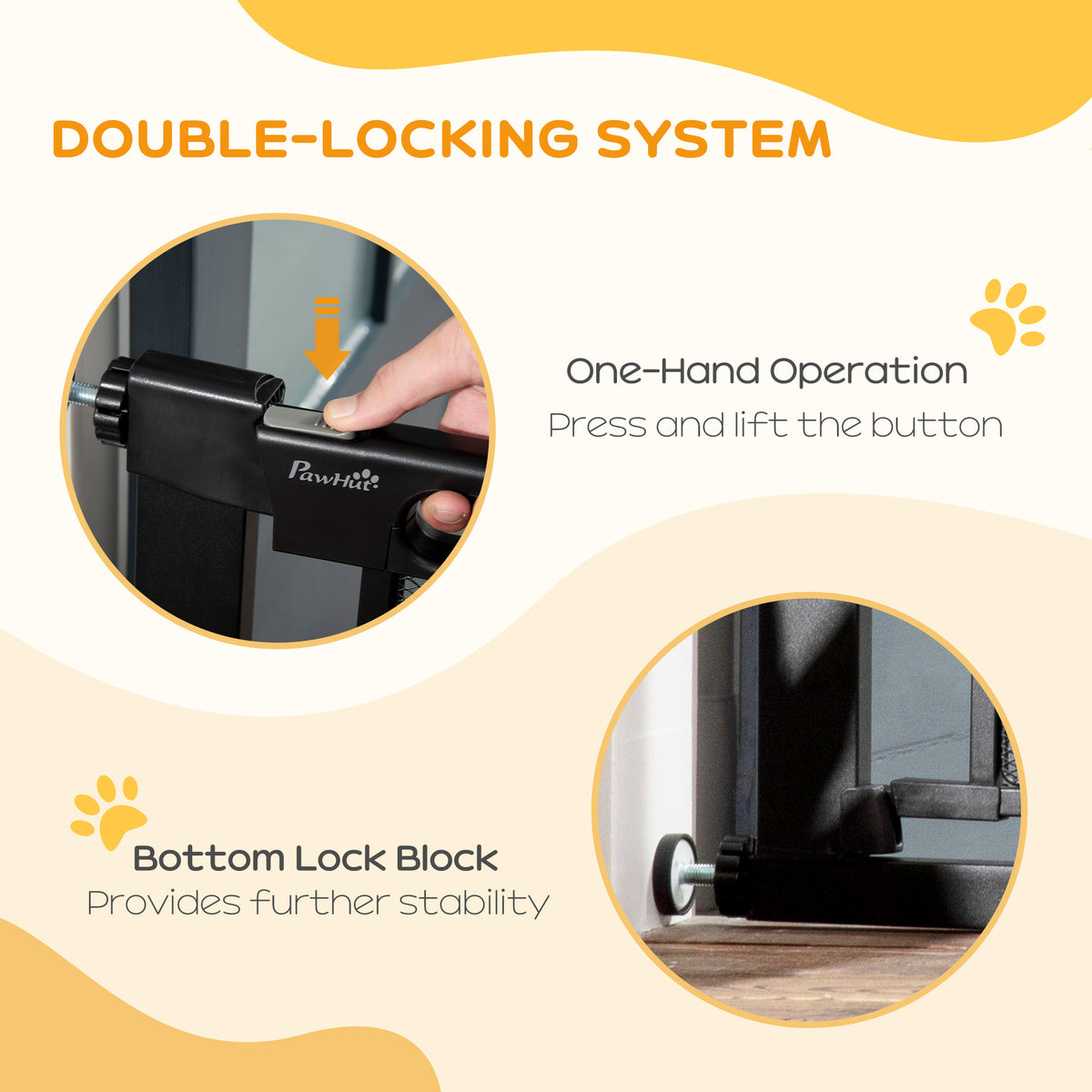 Metal Pet Gate - 29.5"-40.6" Auto-Close Pressure Mount Black-Dogs-DECOROLALA