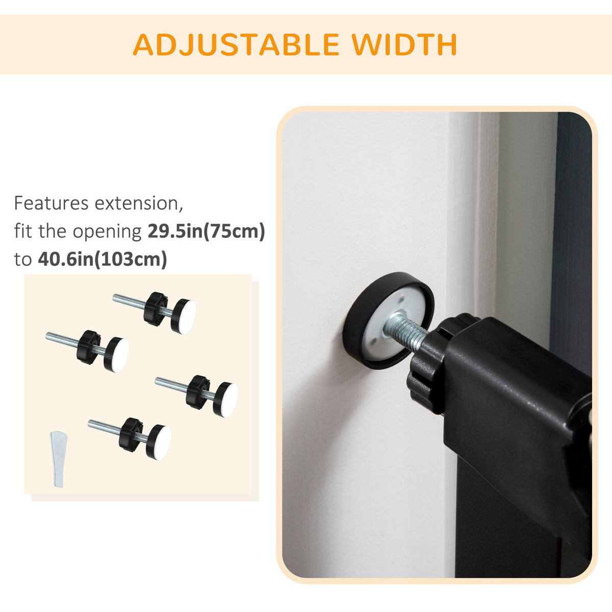 Metal Pet Gate - 29.5"-40.6" Auto-Close Pressure Mount Black-Dogs-DECOROLALA