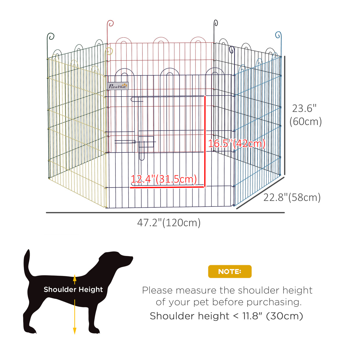Metal Pet Playpen - Portable 24" Metal Exercise Fence Multi-colored-Dogs-DECOROLALA